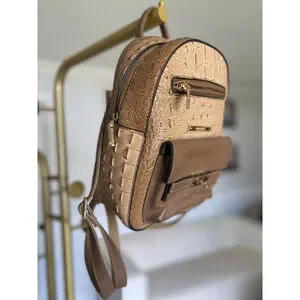 Brahmin | Bags | Brahmin Tan Croc Embossed Leather Mini  display picture 1